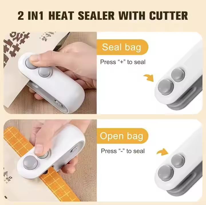Mini Bag Sealer: 2 in 1 Bag Sealer Heat Seal with Cutter and Magnet